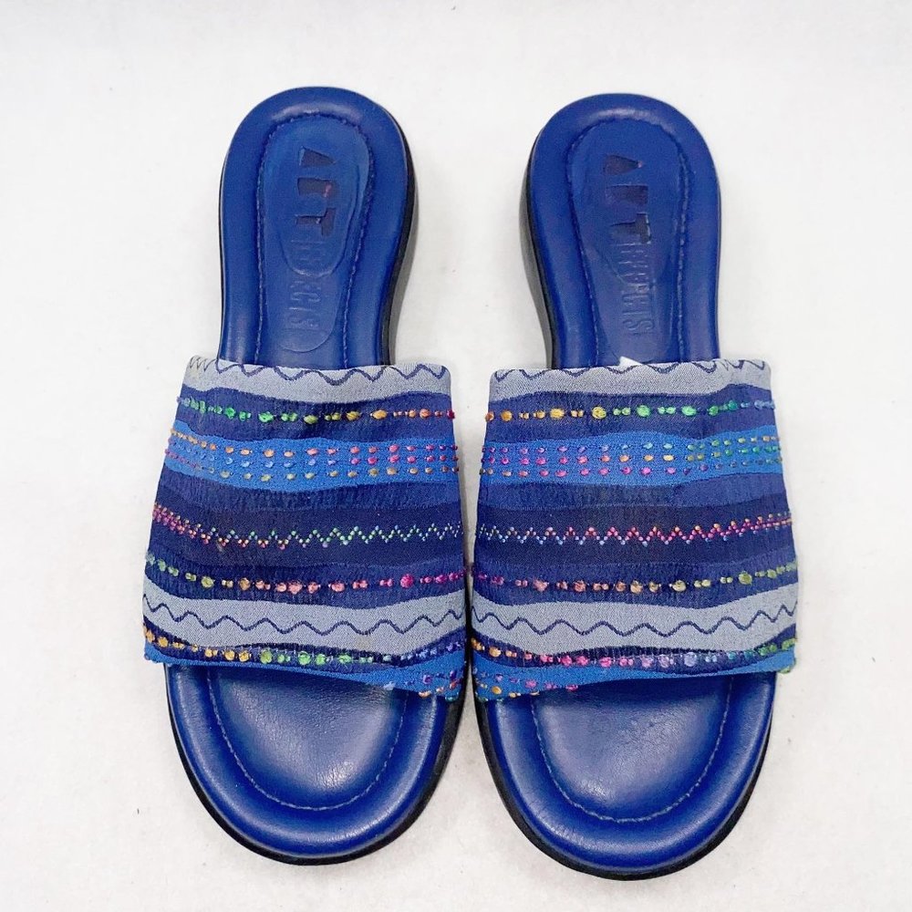Art Effects Vintage 90's Blue Rainbow Slide Sandals 8
